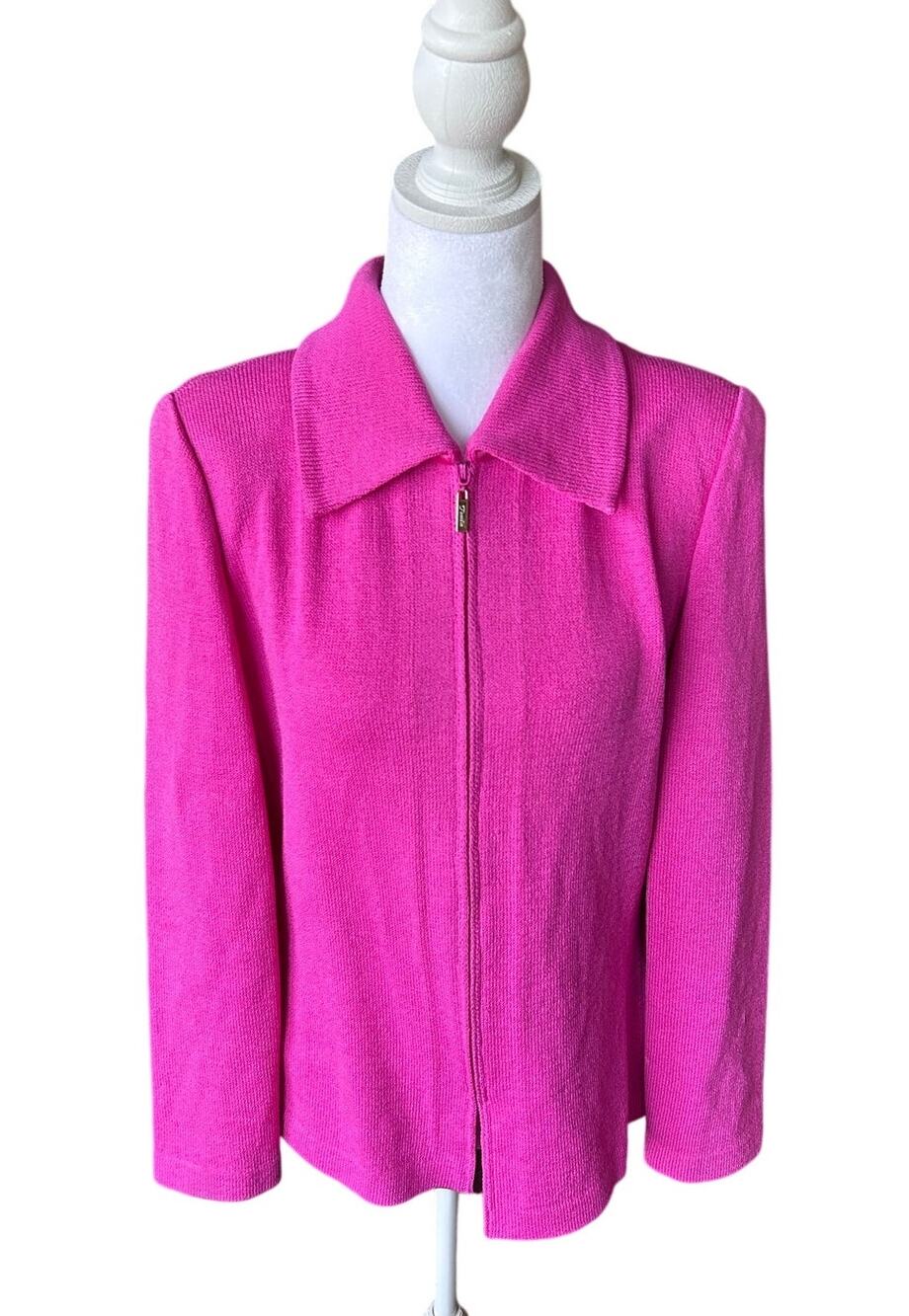 Toula Vintage Magenta Pink Knit Zip-Up Collar Jacket / Sweater Blazer 6